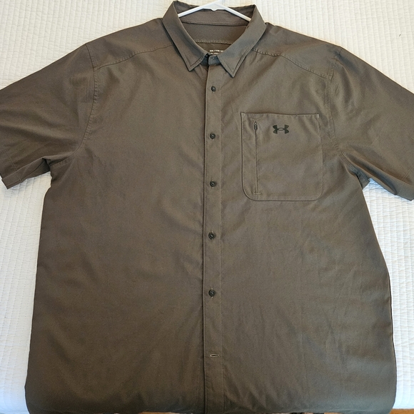 Under Armour Men's Casual Button Down Shirt - Brown - Picture 1 of 5